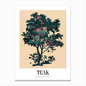 Teak Tree Colourful Illustration 3 Poster Canvas Print