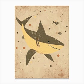 Shark & Fish Mocha Canvas Print