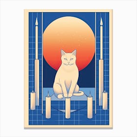 White Cat Tarot Card Illustration 3 Canvas Print