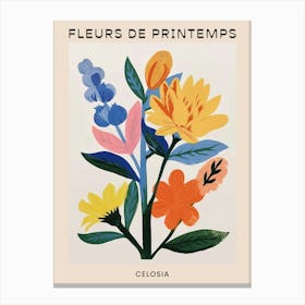 Spring Floral French Poster  Celosia 2 Canvas Print