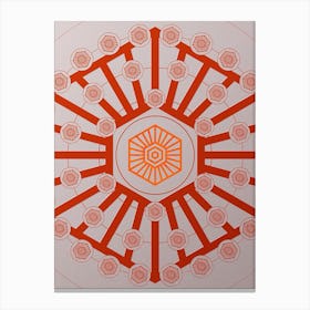 Geometric Abstract Glyph Circle Array in Tomato Red n.0138 Canvas Print