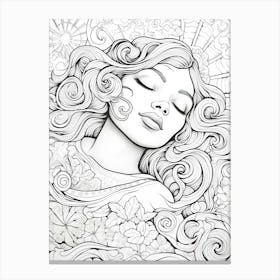 Line Art Inspired By The Sleeping Gypsy 7 Canvas Print