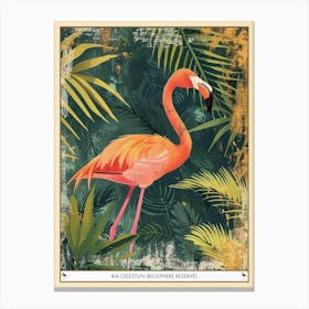 Greater Flamingo Ria Celestun Biosphere Reserve Tropical Illustration 2 Poster Canvas Print