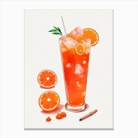 Aperol With Ice And Orange Watercolor Vertical Composition 18 Canvas Print