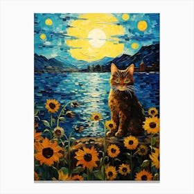 Cat In The Moonlight Canvas Print