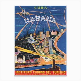 Havana Cuba Vintage Travel Poster Canvas Print