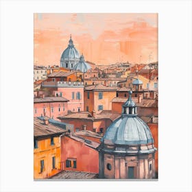 Rome Rooftops Morning Skyline 1 Canvas Print