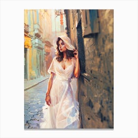 Woman In A White hat Canvas Print