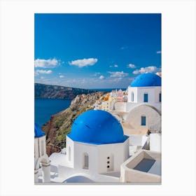 Blue Domes Of Oia greece  Canvas Print