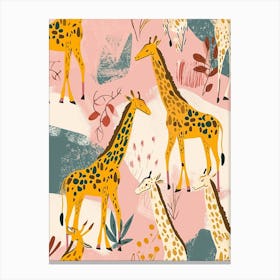 Kitsch Giraffe Illustrative Pattern 1 Canvas Print