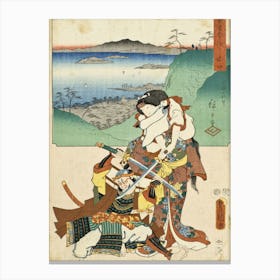 Minakuchi Panoramic View Of Mount Iwafuri By Utagawa Kunisada And Utagawa Hiroshige Canvas Print