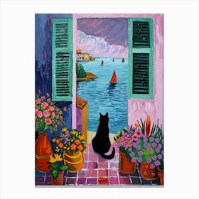 Cat By The Sea Canvas Print