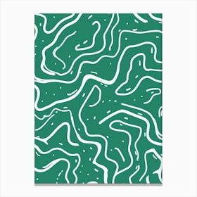 Green Wavy Pattern Minimalist Line Art Monoline Illustration Canvas Print