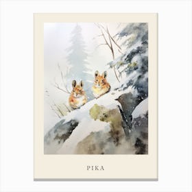 Winter Watercolour Pika 5 Poster Canvas Print