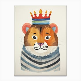 Little Siberian Tiger 3 Wearing A Crown Canvas Print