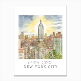 United States, New York City Storybook 1 Travel Poster Watercolour Canvas Print