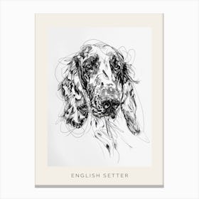 English Setter Dog Line Sketch 2 Poster Canvas Print