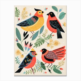 Folk Style Bird Painting Northern Cardinal 1 Canvas Print