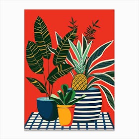 Pineapples And Potted Plants 1 Canvas Print