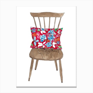 Wooden Chair Brown & Red Canvas Print