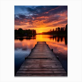 Vibrant Sunset at the Lake Canvas Print