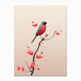 Bird Perched On Branch Canvas Print