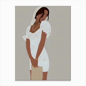 Woman In White Dress Canvas Print