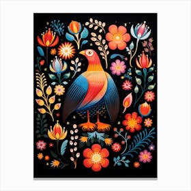 Folk Bird Illustration Falcon 3 Canvas Print