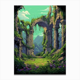 Ruins Landscape Pixel Art 4 Canvas Print
