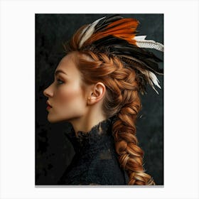 Beautiful Woman With Feathers Canvas Print