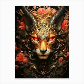 Floral Fantasy Mountain Lion Canvas Print