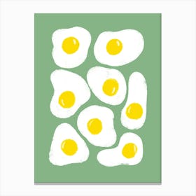 Fried Eggs Green Canvas Print