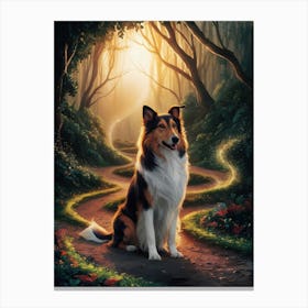 Collie In The Forest Canvas Print