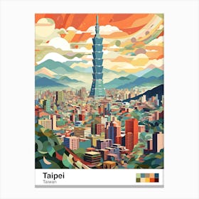 Taipei,Taiwan, Geometric Illustration 1 Poster Canvas Print