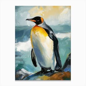 King Penguin Stewart Island Ulva Island Colour Block Painting 1 Canvas Print