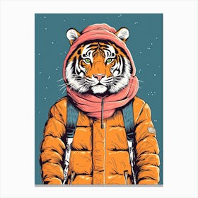 Tiger Illustrations Wearing Ski Gear 3 Canvas Print