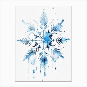 Ice, Snowflakes, Minimalist Watercolour 2 Canvas Print