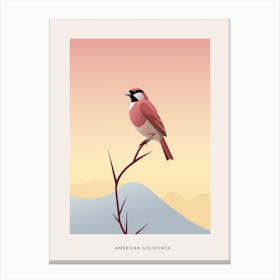 Minimalist American Goldfinch 2 Bird Poster Canvas Print