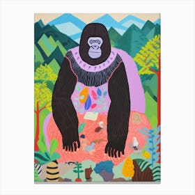 Maximalist Animal Painting Mountain Gorilla 1 Canvas Print
