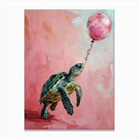Cute Turtle 1 With Balloon Canvas Print