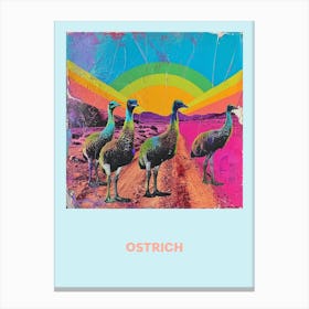 Ostrich Rainbow Poster 2 Canvas Print