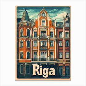 Aihrgdesign A Vintage Travel Poster Of Riga 2 Canvas Print