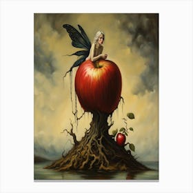 Fairy On An Apple Print Canvas Print