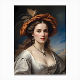 Elegant Classic Woman Portrait Painting (3) Canvas Print
