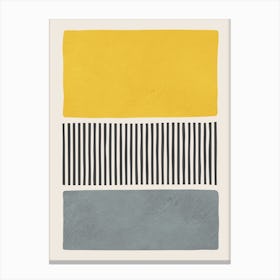 Yellow Gray Block Vertical Black Stripes Canvas Print