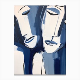 Two Women In Blue Canvas Print