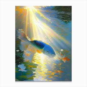 Asagi Koi Fish 2, Monet Style Classic Painting Canvas Print