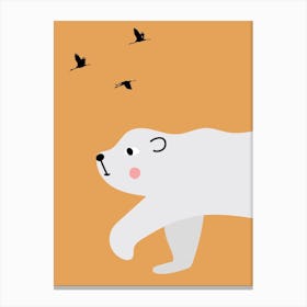 Polar Bear Neutral Yellow Kids Canvas Print