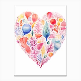 Shell Heart Rainbow Detailed Heart 2 Canvas Print