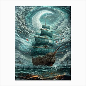 Ship In The Night Sky 1 Canvas Print